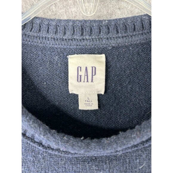 Gap Men's Size Large Tall Navy Blue Rollneck Sweater Classic Wool Blend - Picture 8 of 9